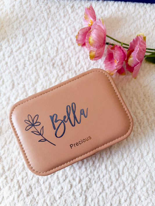 Personalised Premium Jewellery Box – Custom Name | Ivory Travel Jewellery Case