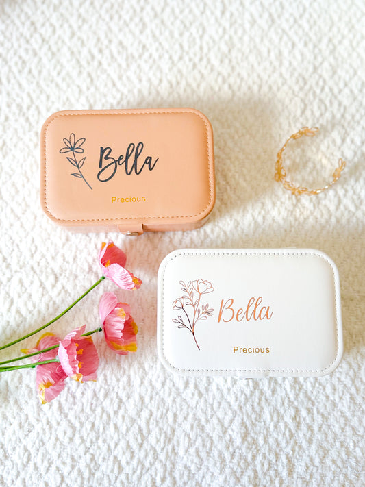 Personalised Premium Jewellery Box – Custom Name | Ivory Travel Jewellery Case